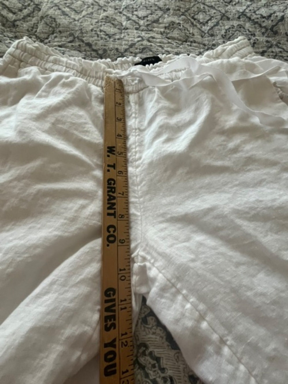 J.Crew White 100% Linen Wide Leg Elastic Waist Cropped Pants Sz S Coastal Preppy - Picture 7 of 12